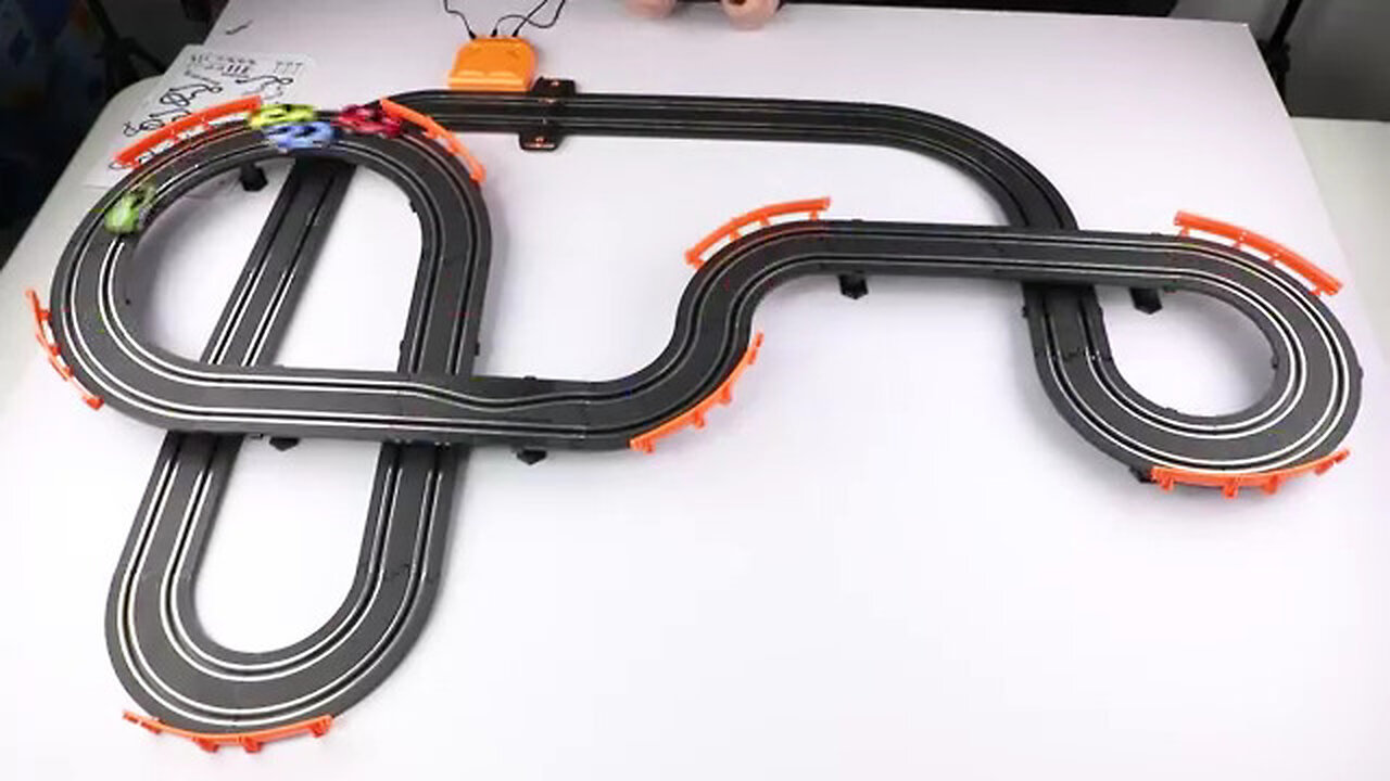 Wupuaait Slot Car Race Track Sets with 4 High-Speed Slot Cars, Battery or Electric Car Track,