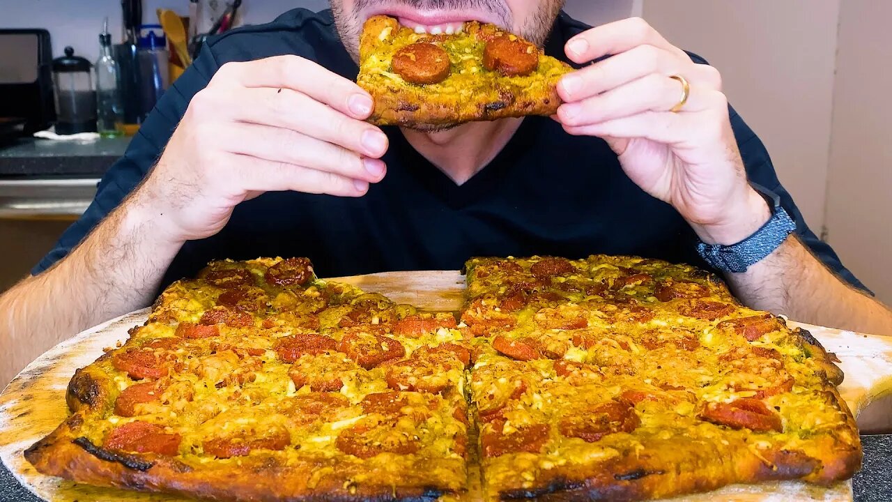 ASMR PIZZA PARTY ! PESTO PEPPERONI ! MUKBANG NO TALKING * NOMNOMSAMMIEBOY * 피자