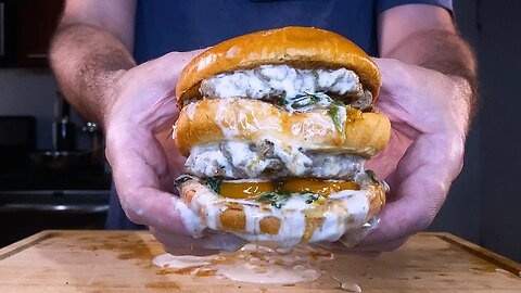 Juicy DOUBLE Alfredo Burger Recipe !
