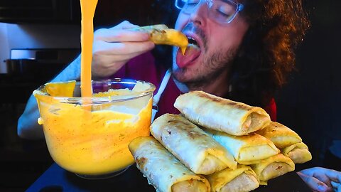 SPICY CHEESE SAUCE FRIED CHICKEN CHIMICHANGAS * ASMR NO TALKING * | NOMNOMSAMMIEBOY