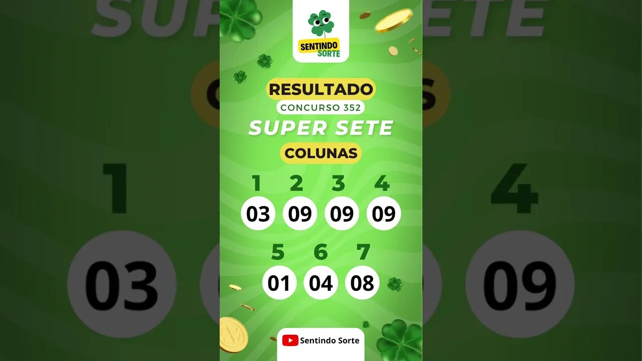 🍀 Resultado SUPER SETE 352 | Sentindo Sorte #shorts
