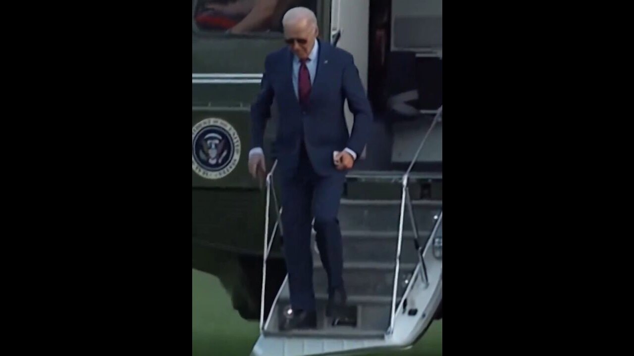 Biden Almost Face Plants Coming Off Helicopter