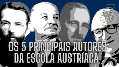 Os 5 principais autores da Escola Austríaca de Economia (feito com IA)