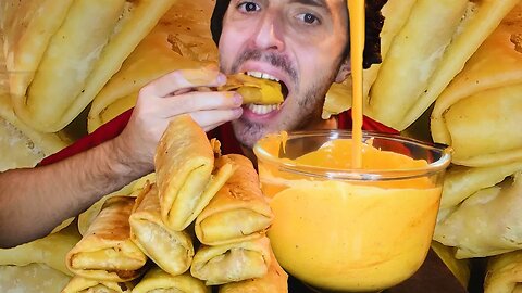 SPICY CHEESE SAUCE FRIED CHICKEN CHIMICHANGAS * ASMR NO TALKING * | NOMNOMSAMMIEBOY