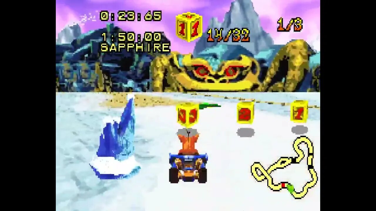Crash Team Racing (GBA) - Barin Ruins Relic Race Gameplay