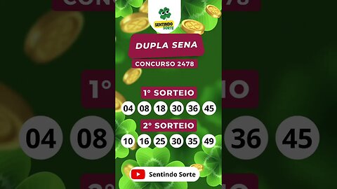 🍀 Resultado DUPLA SENA 2478 | Sentindo Sorte #shorts