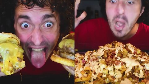 ASMR GIANT Cheese Burgers + Fries * MESSY MUKBANG real sounds * 먹방