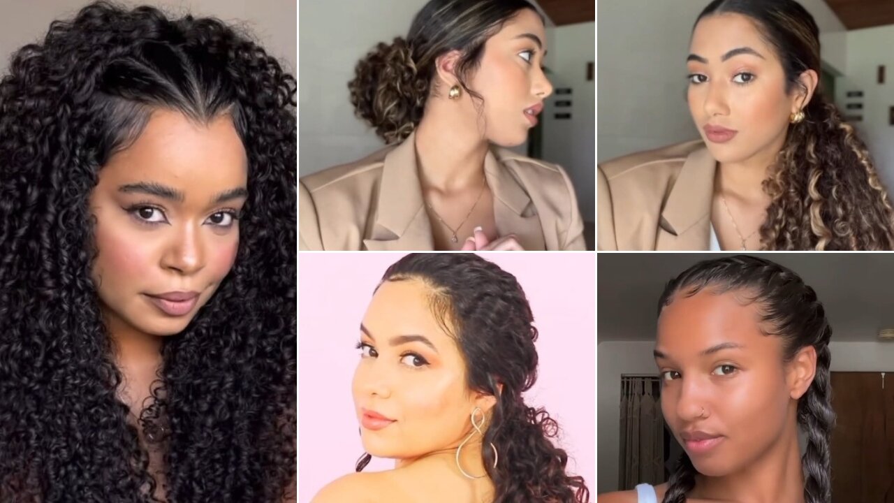 Easy hairstyle ideas for curly, wavy and frizzy hair✨️ Idéias fáceis de penteados