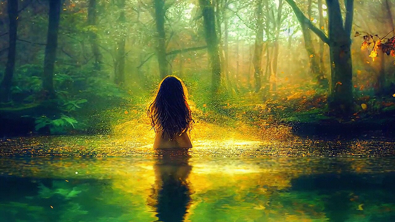 Relaxing Calming Soothing Music of Woman In A Pond Inside Forest