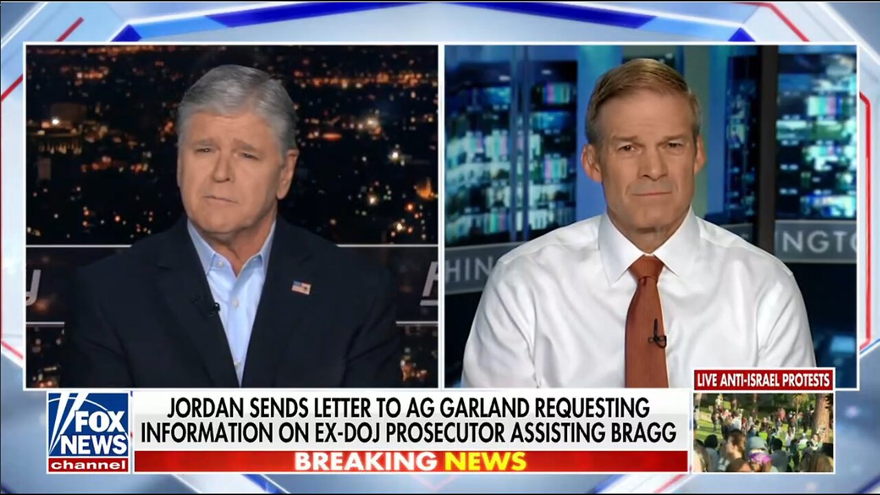 Chairman Jordan on Judiciary Investigation into Ex DOJ Prosecutor Assisting Alvin Bragg