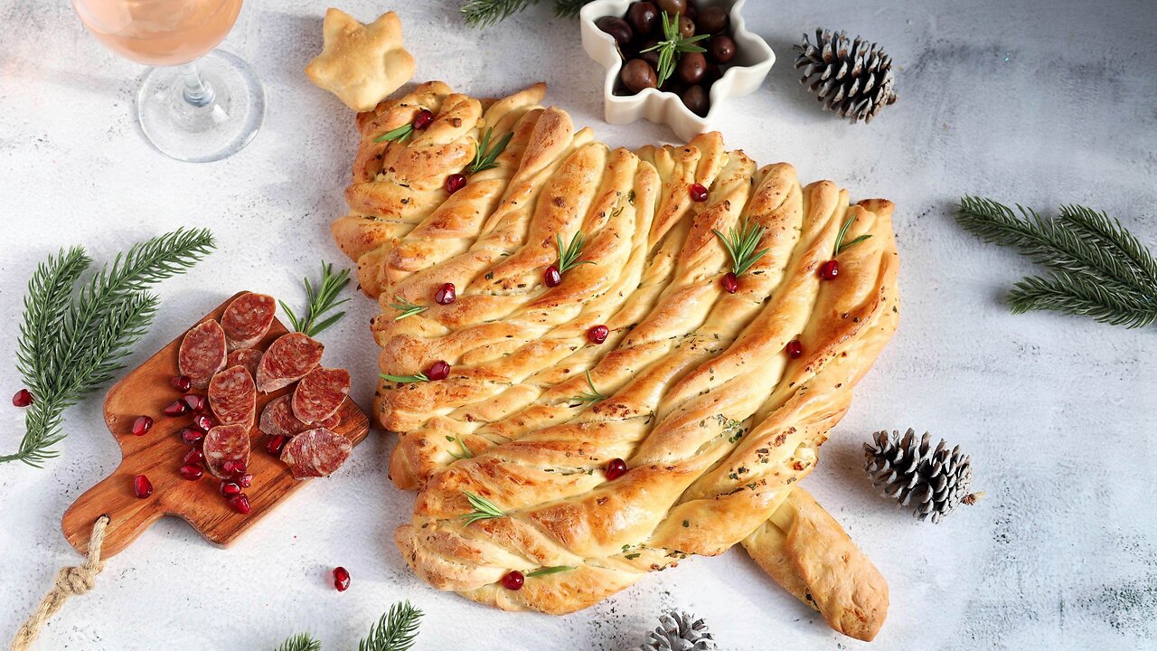 Make This for the Holidays. Christmas Tree Bread with Herbs and Feta.