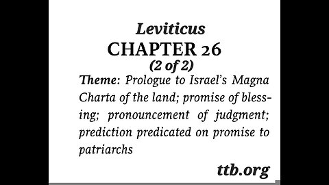 Leviticus Chapter 26 (Bible Study) (2 of 2)