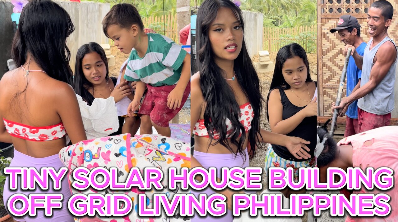 🇵🇭 TINY SOLAR HOUSE CONSTRUCTION PROGRESS! FILIPINA MAKES HANDMADE MATS Off Grid Living Philippines