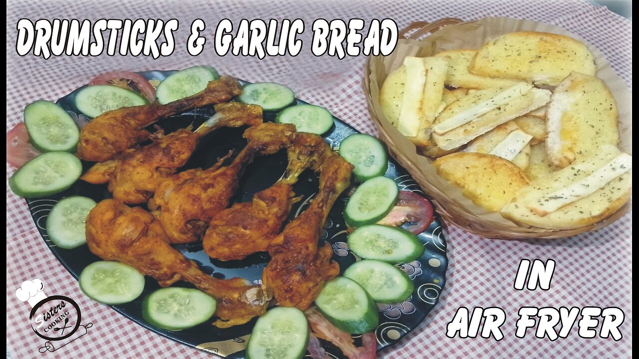 Chicken Roast and Garlic bread in Air Fryer | Drumsticks in Air Fryer | Chicken Steam Roast