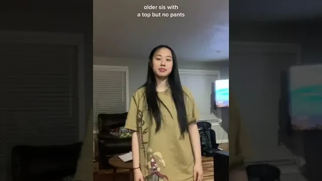 older sis with a top but no pants 📸 superswaggysarah #Shorts