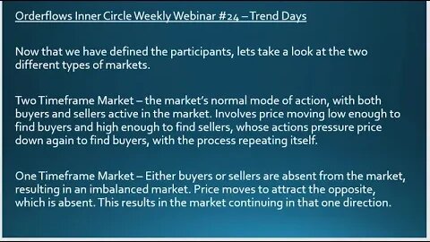 Orderflows Inner Circle - Trend Days | Fx Webinar