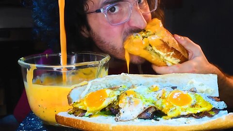 GIANT CHEESE SAUCE BREAKFAST FEAST ! * ASMR NO TALKING * | Nomnomsammieboy