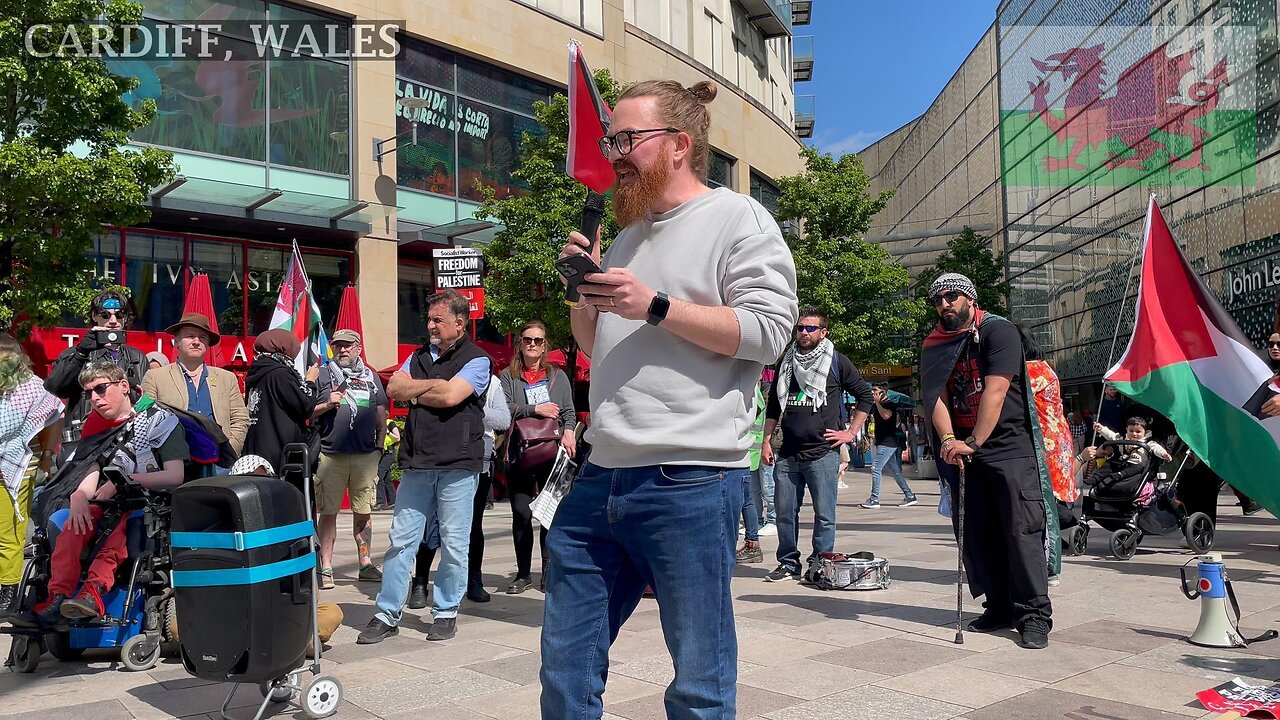 Students Rise Up - March for Palestine. Cardiff Central Library