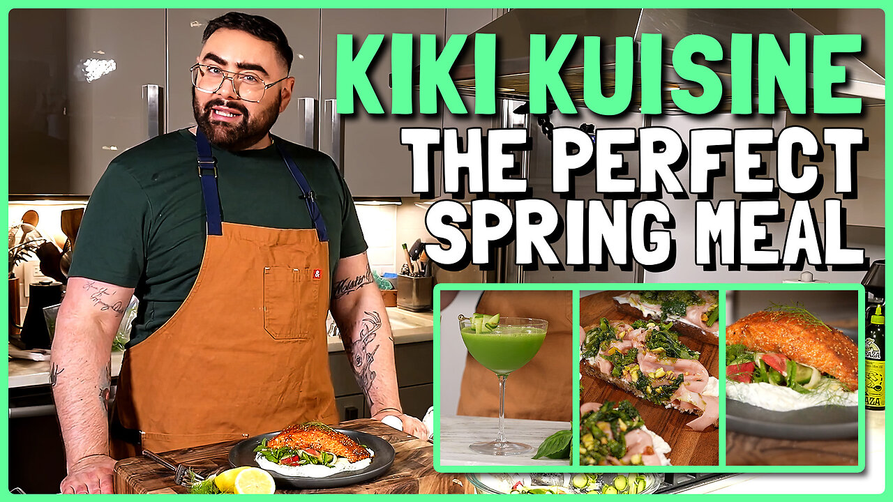 Roasted Salmon With The Perfect Appetizer And Spring Cocktail | Kiki Kuisine | Joey Camasta