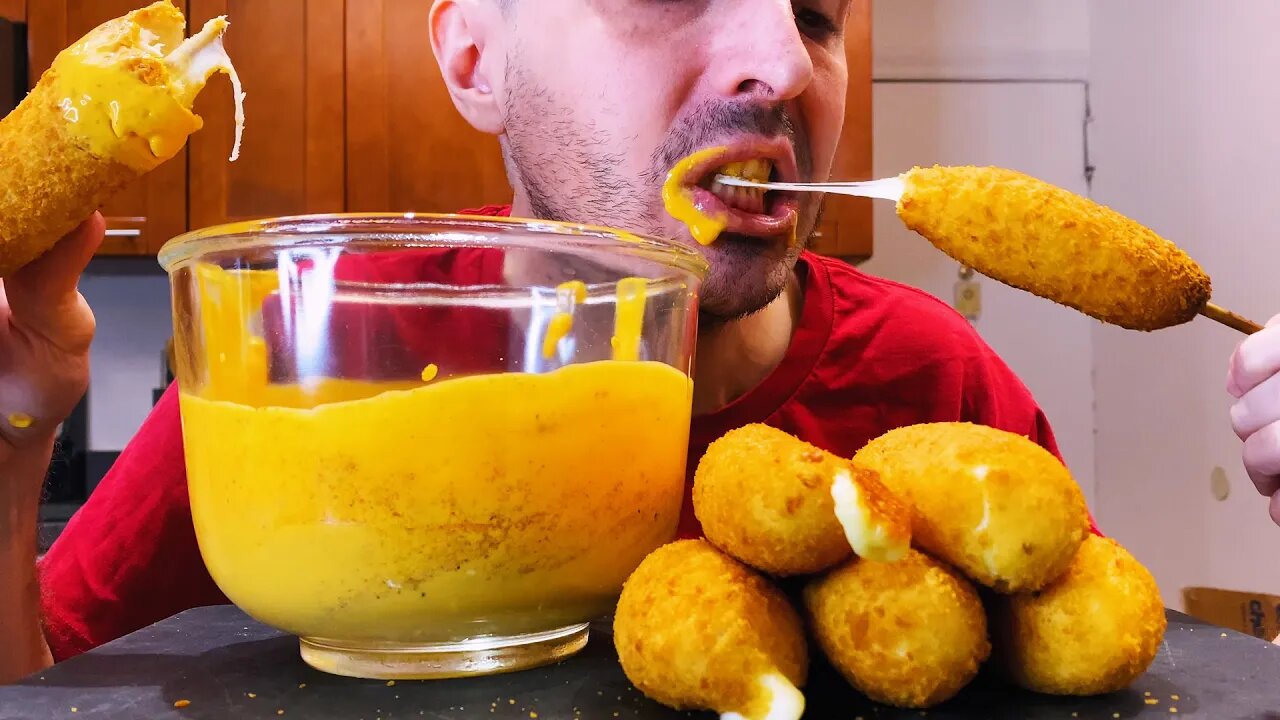 ASMR | CHEESE CORN DOGS | MUKBANG