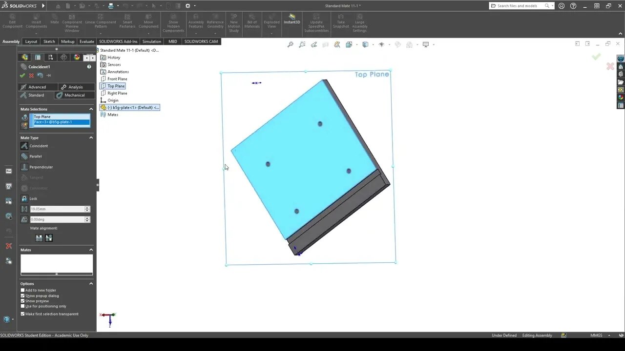 SOLIDWORKS 2022 11-1 coincidences and mates