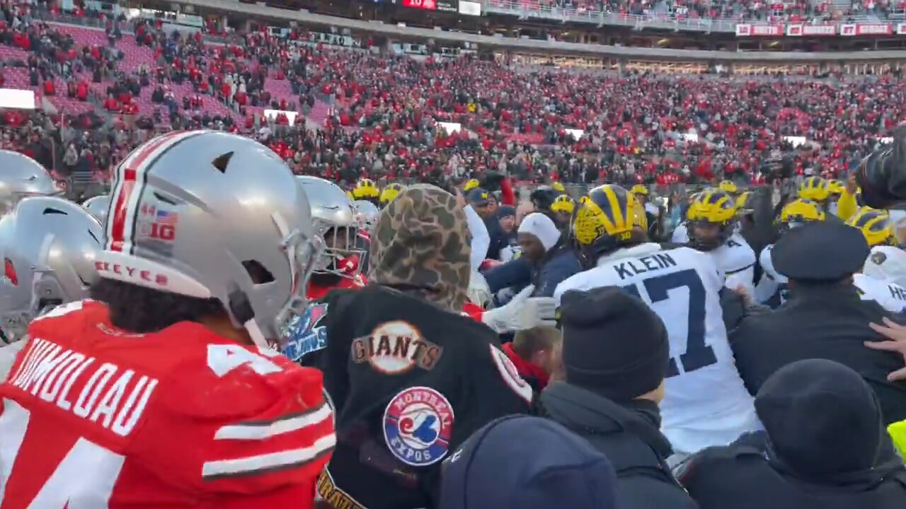 Ugly Brawl After Michigan Tries to Plant Flag on Ohio State's Logo