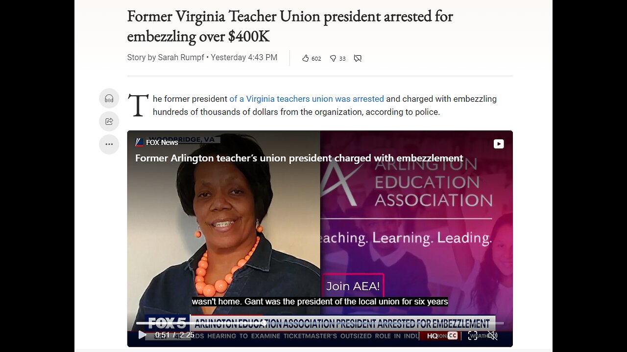 Virginia Teacher Union President Arrested for Embezzlement!