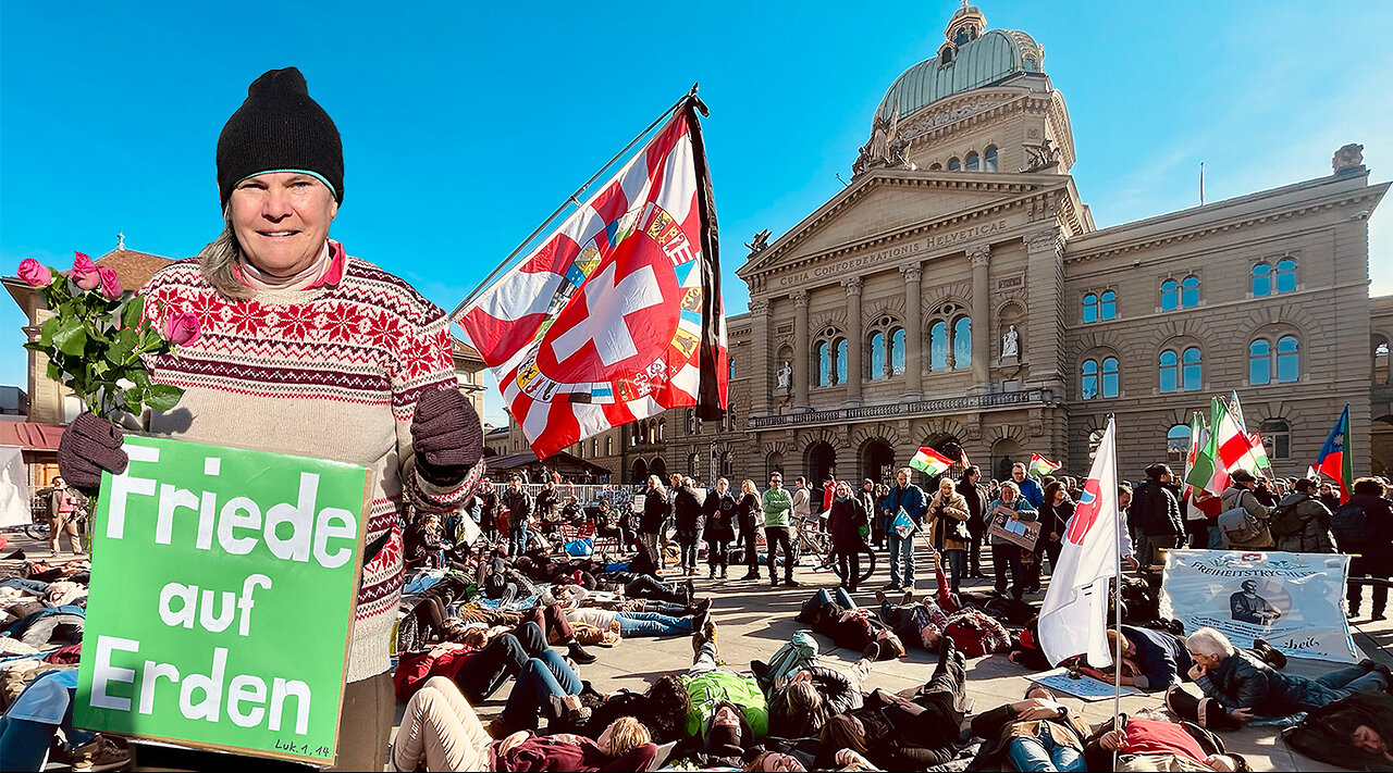 Mahnwache für Frieden und gegen Kriegsge$chäfte - 11.02.23 auf dem Bundesplatz in Bern