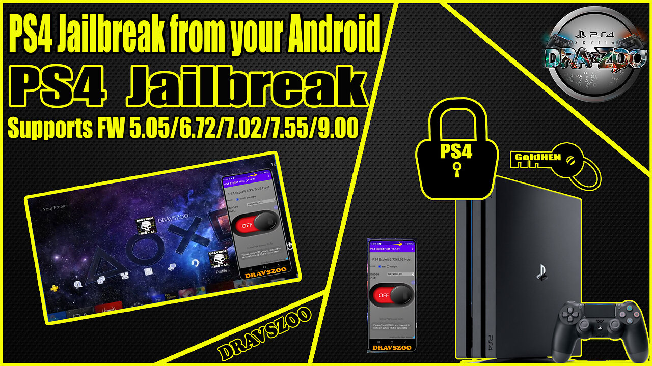 PS4 Jailbreak from your Android Phone | Supports PS4 FW 5.05 / 6.72 / 7.02 / 7.55 / 9.00