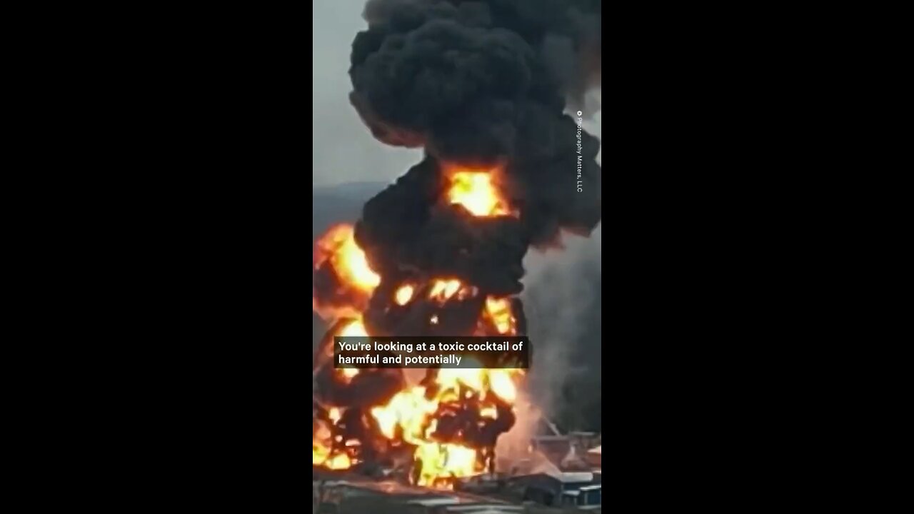 East Palestine, Ohio. Burning Off Vinyl Chloride Releasing Hydrogen Chloride & Phosgene Into The Air