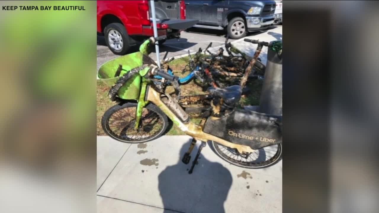 Keep Tampa Bay Beautiful pulls e-scooters, bikes from Bay after Gasparilla