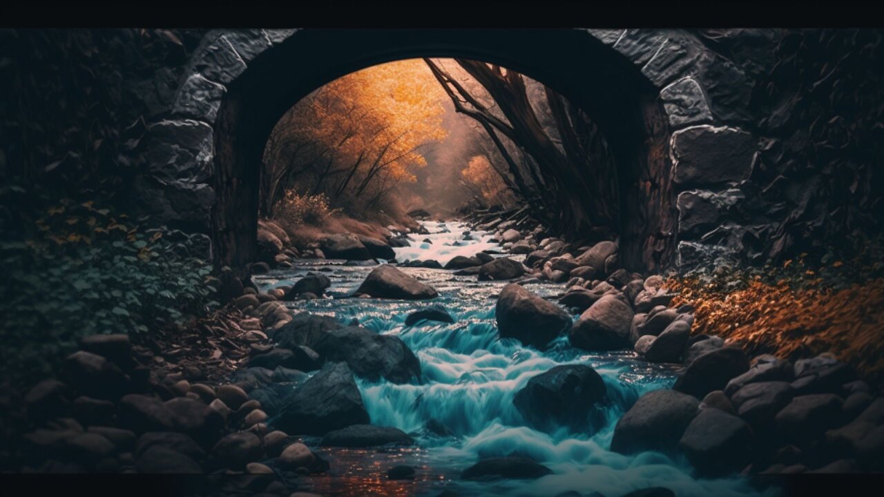 Soothing Flowing Water Sounds: A Stream Under a Bridge