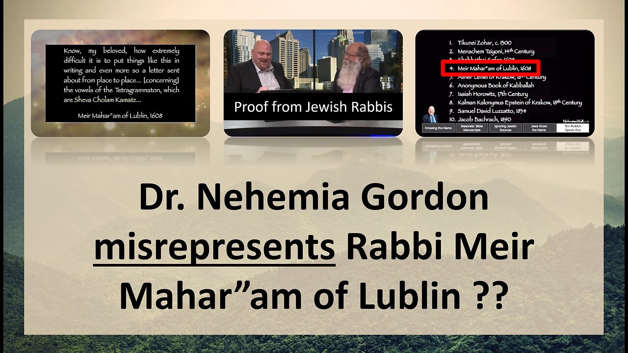 Dr. Nehemia Gordon misrepresents Rabbi Meir Mahar"am of Lublin??