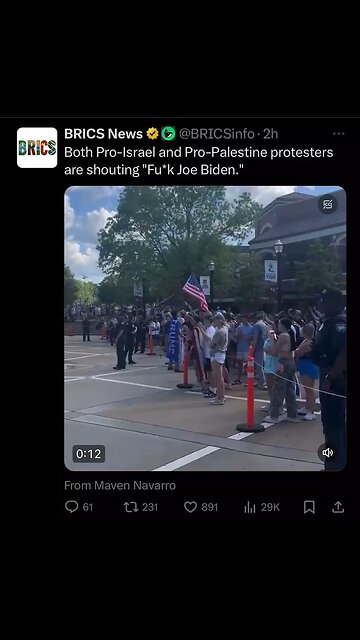 Both Pro-Israel and Pro-Palestine protesters are shouting "Fu*k Joe Biden."