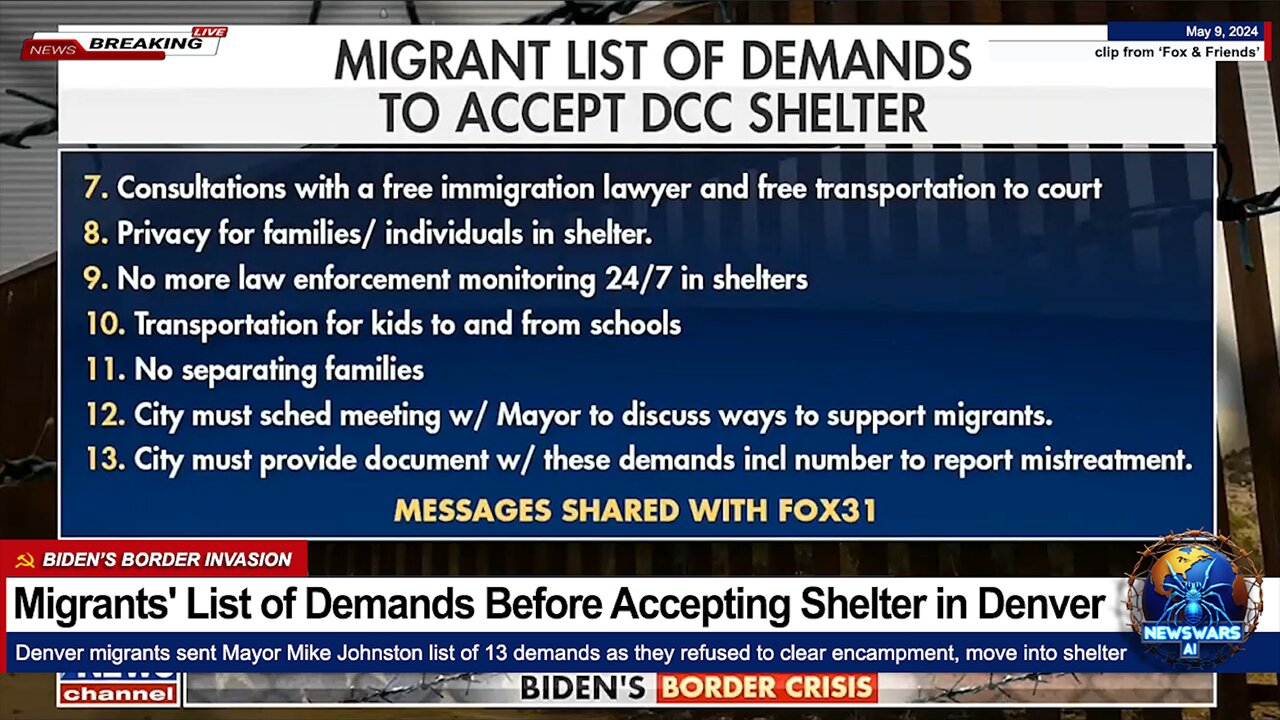 Migrants' List of 13 Demands Before Accepting Shelter