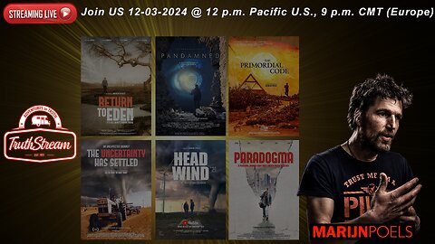 Documentary Filmmaker Extraordinaire: Marijn Poels Live 12/3 Noon Pacific, 3pm Eastern, 9pm (CMT) Europe