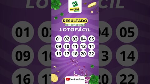 🍀 Resultado LOTOFACIL 2728 | Sentindo Sorte #shorts