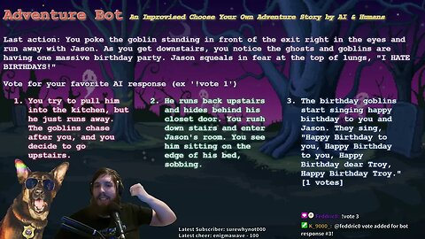 Adventure Bot - An Improvised Choose Your Own Adventure Story by AI & Humans (10/13/2022)