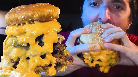 HUGE 4x GHOST PEPPER CHEESE SAUCE CHEESEBURGER 불닭 | ASMR MUKBANG | Nomnomsammieboy