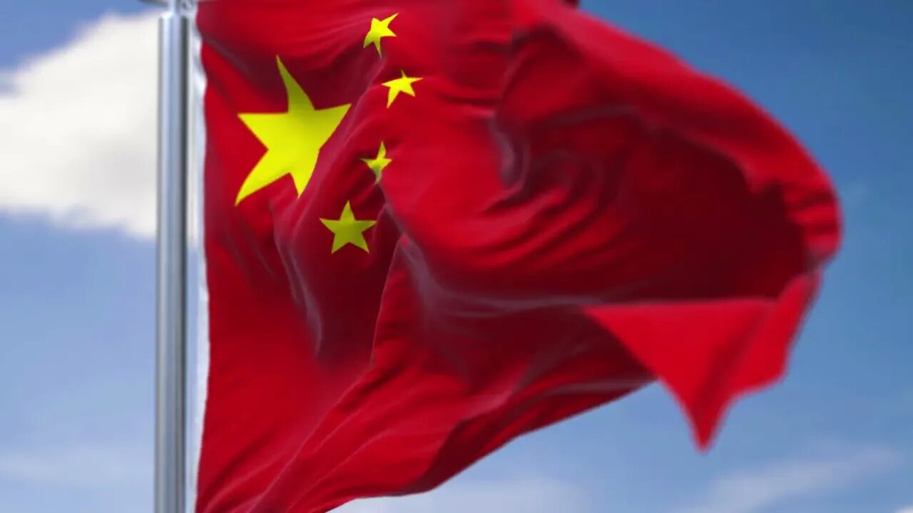 a close up of the national flag of the peoples republic of china blowing in the win SBV 339022025 HD