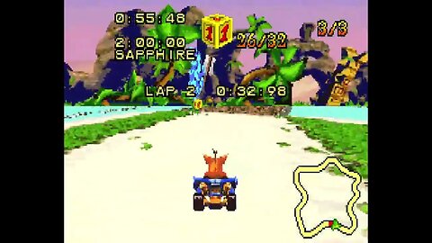 Crash Nitro Kart (GBA) - Inferno Island Relic Race Gameplay