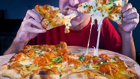 3 CHEESE BUFFALO CHICKEN PIZZA w/ RANCH SAUCE ! * asmr eating mukbang no talking * 쓰리 치즈 치킨 피자 먹방