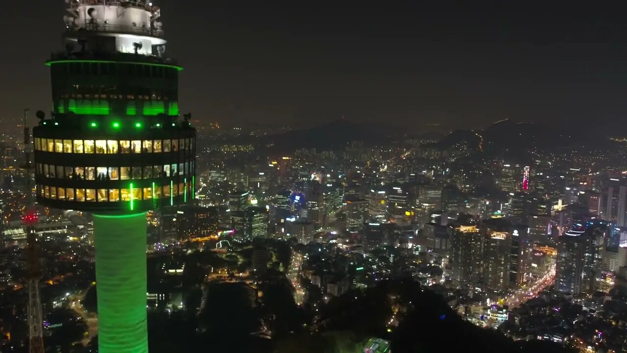 aerial korea seoul april 2017 seoul tower night SBV 314470519 HD