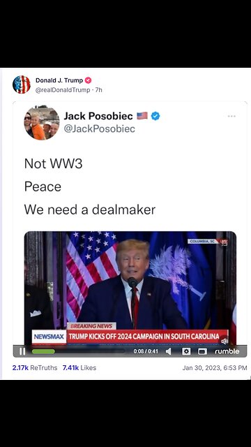 Donald J Trump TS post Jan 30, 2023, 653 PM