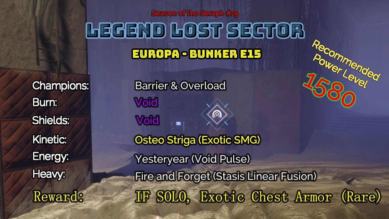 Destiny 2 Legend Lost Sector: Europa - Bunker E15 on my Hunter 2-3-23