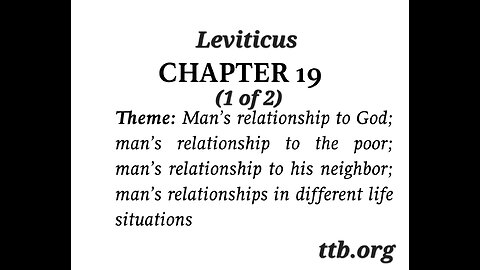 Leviticus Chapter 19 (Bible Study) (1 of 2)