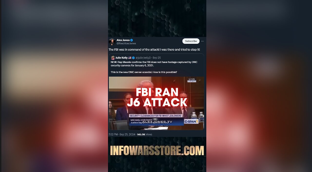 FBI Ran January 6 False Flag - Alex Jones on X