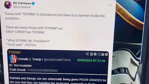 What “STORM,” Mr. President? “You’ll find out……..” Trump post “STORM,” 10/03 2