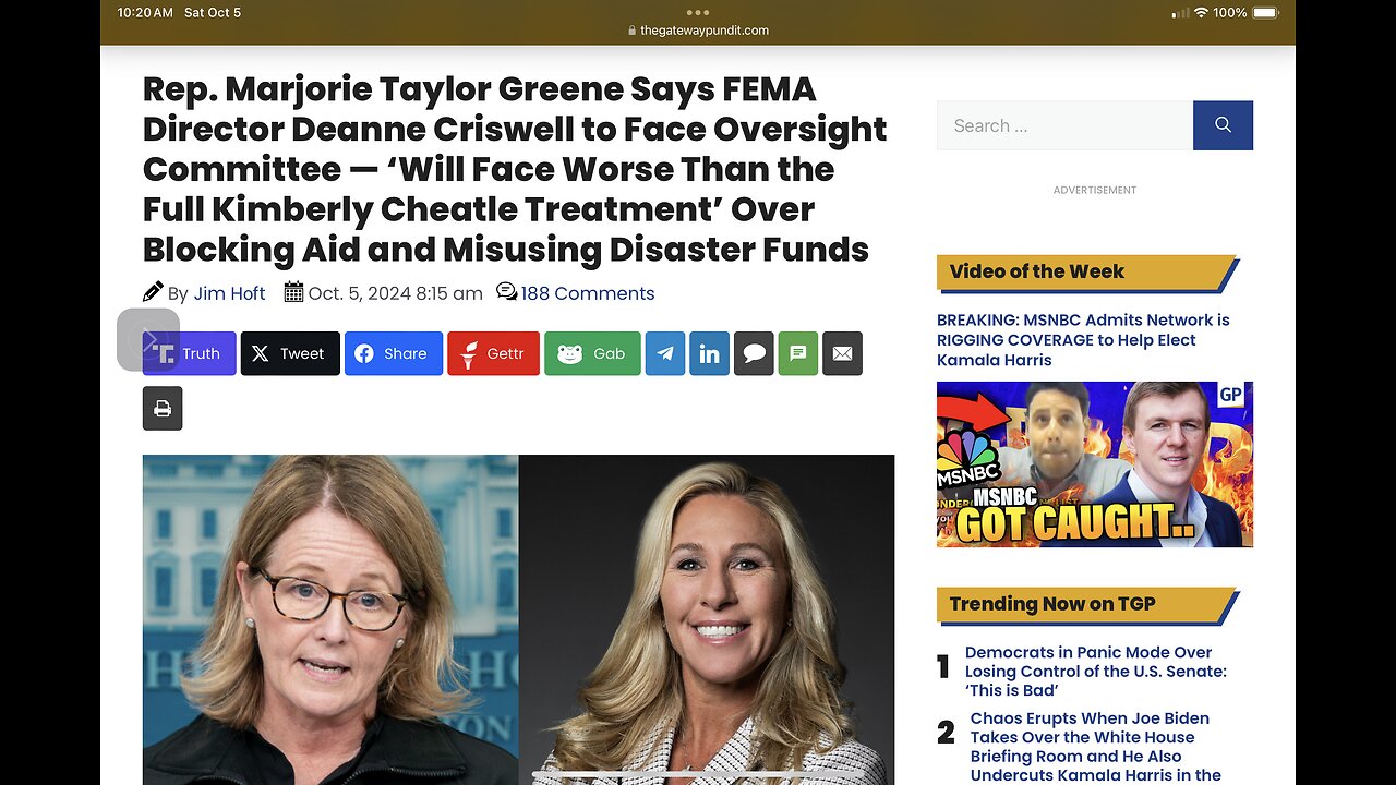 Rep. Marjorie Taylor Greene Says FEMA Director Deanne Criswell to Face Oversight Committee