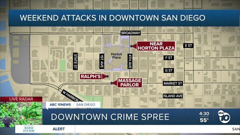 Man accused of carrying out a string of attacks in Downtown San Diego